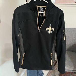 New Orleans Saints NFL Black Gold 1/4 Zip Up Pullover Apparel Mens Size Small